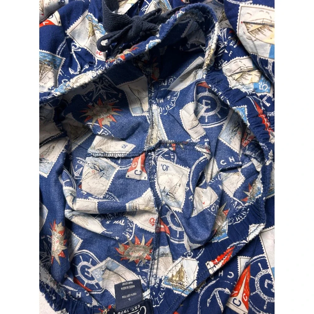 Chaps Mens Nautical Sailboat Print Shorts Blue Cotton Sleepwear Lounge Preppy L